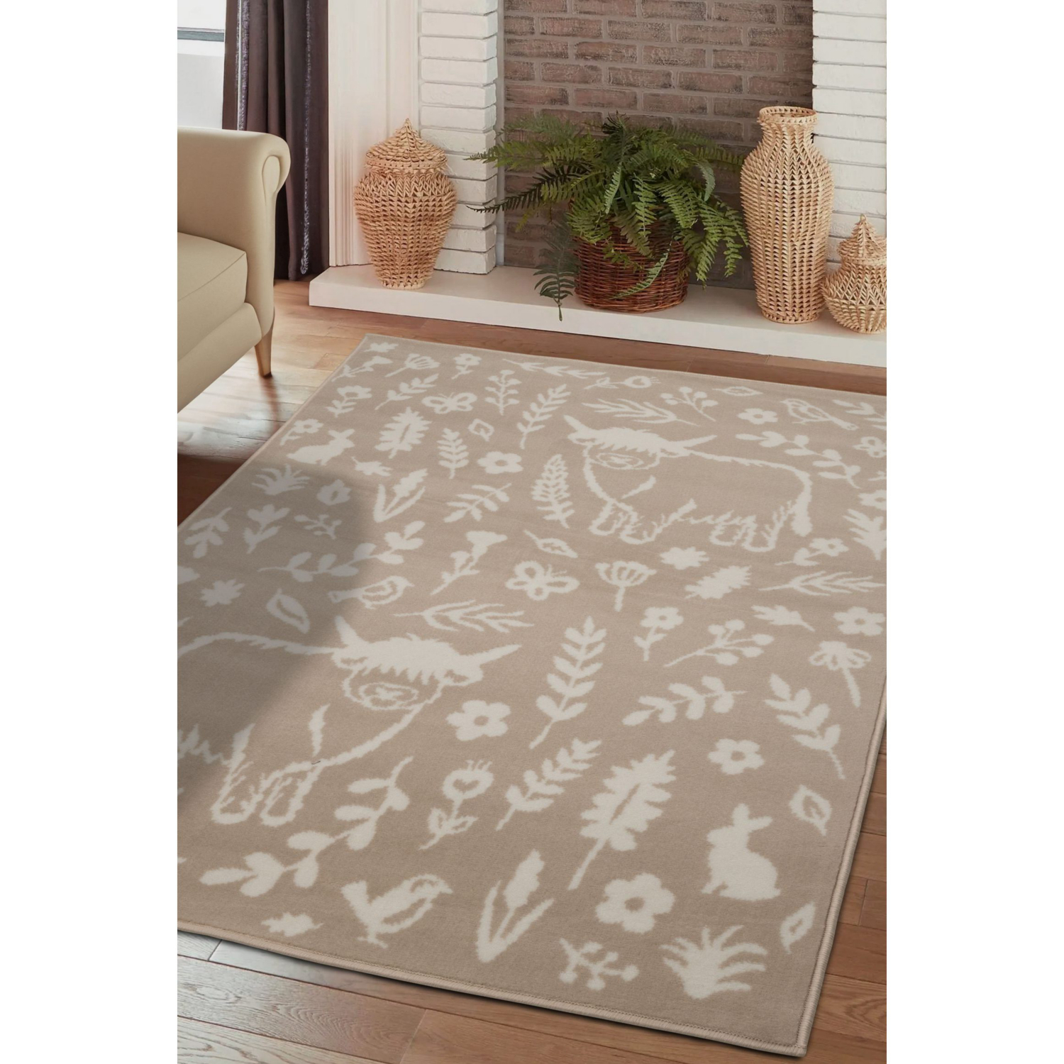 George Home Natural Maker Highland Cow Rug