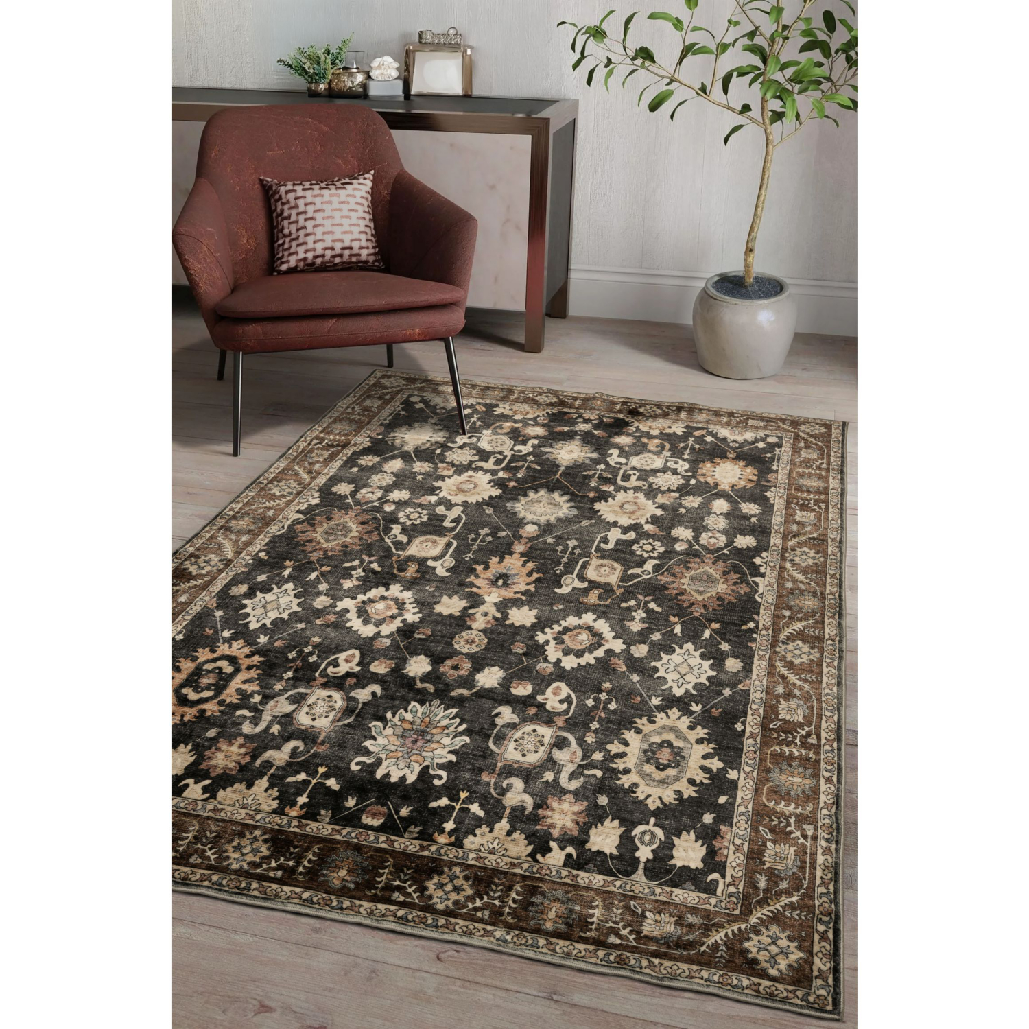 George Home Black Maker Roma Traditional Rug