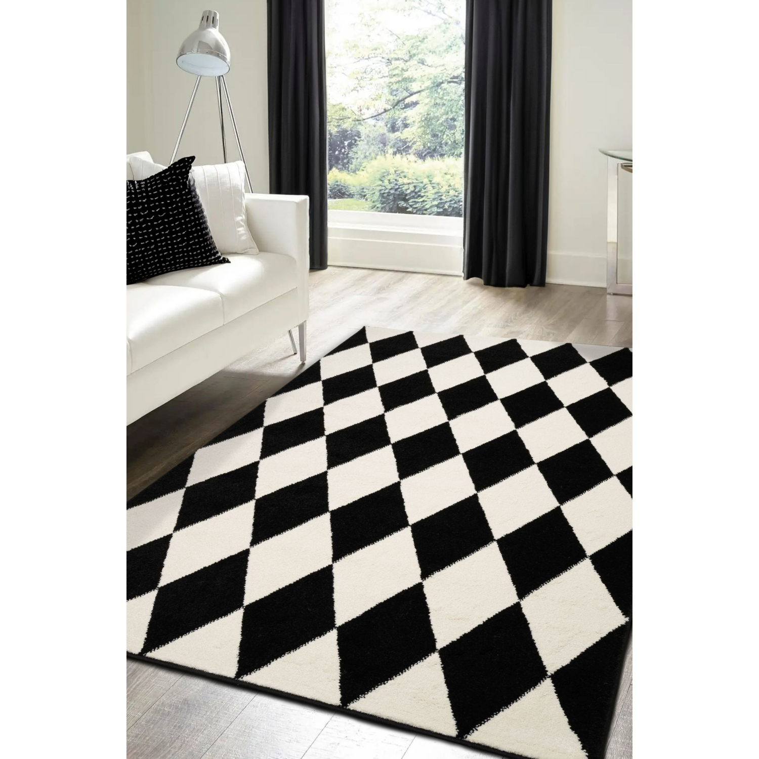 George Home Black & White Maker Villa Harlequin Rug