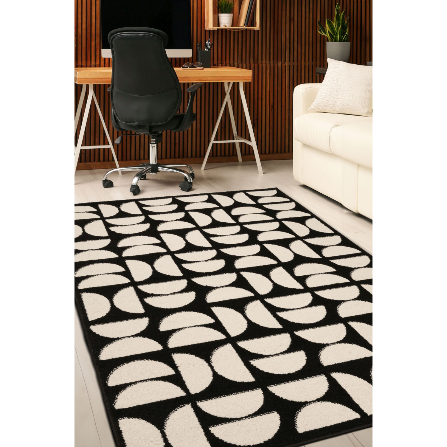 George Home Black & White Maker Villa Geo Rug