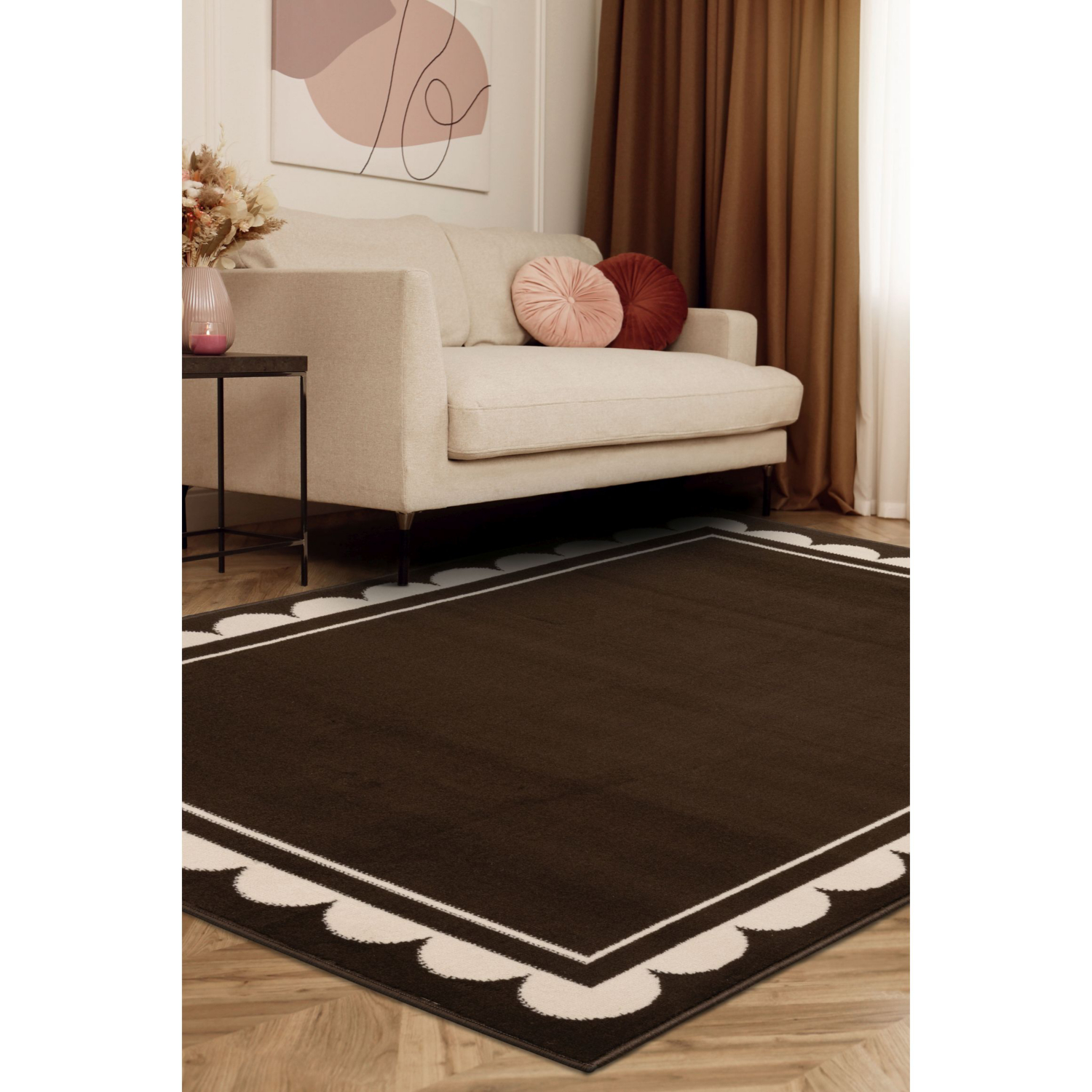 George Home Chocolate Maker Maestro Scallop Border Rug