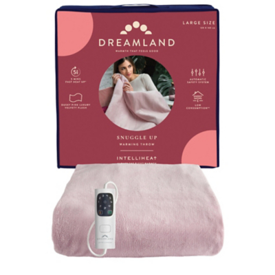 Dreamland Intelliheat Luxury Heated Throw - Pink in Pale Pink | Size: Large