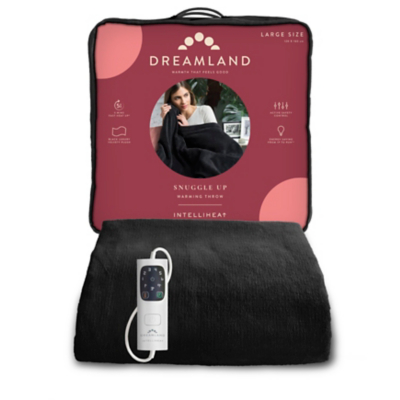 Dreamland Intelliheat Luxury Heated Throw - Black in True Black | Size: Large