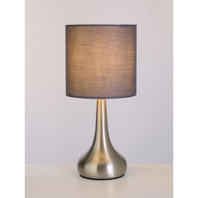Lighting Collection Touch Lamp- Satin Silver & Dark Grey Shade, Silver