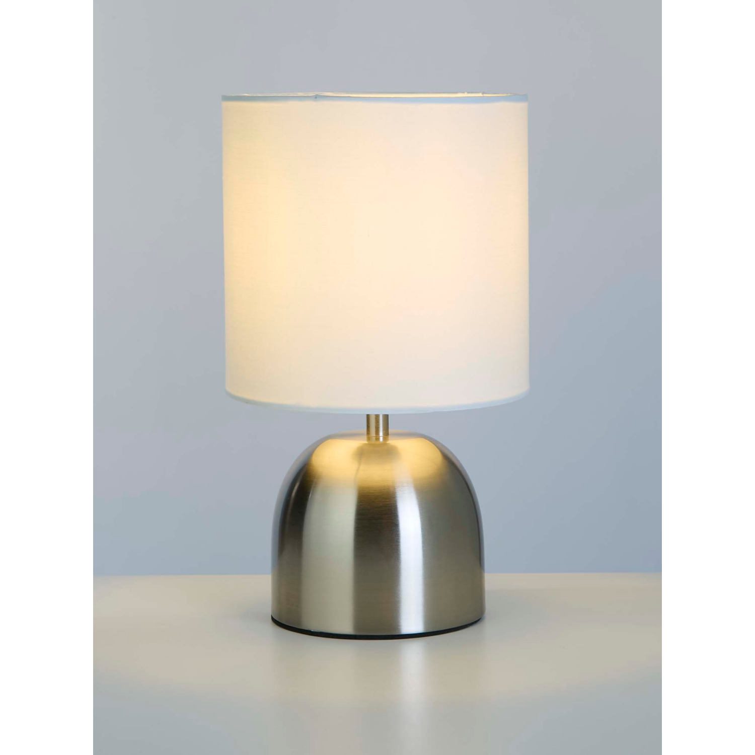 Lighting Collection Satin Shaded Touch Lamp - Silver - Image 6