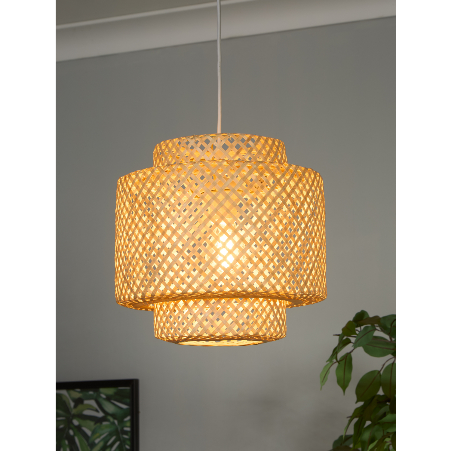 George Natural Lc Bamboo Weave Tiered Shade 30Cm