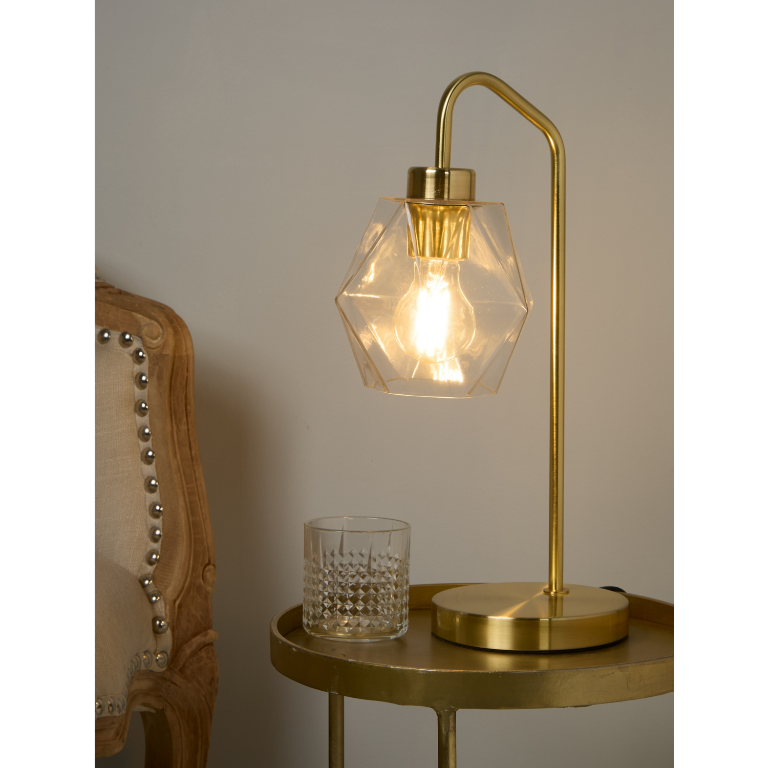 George Brass Lc Satin And Clear Glass Lamp