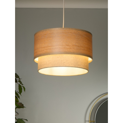 Lighting Collection Veneer & Linen Ceiling Shade, Brown
