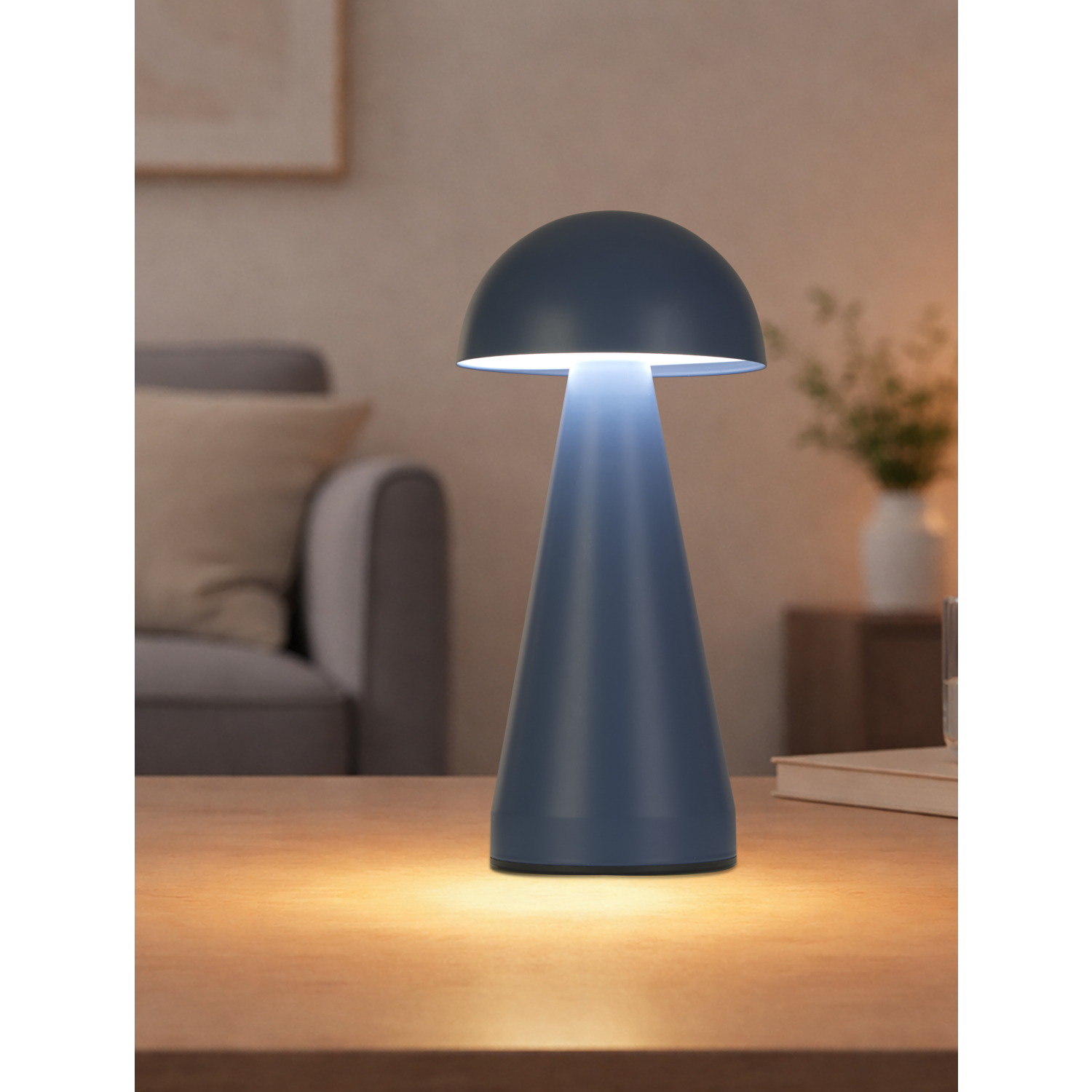 George Blue Searchlight Denim Rechargeable Dome Table Lamp