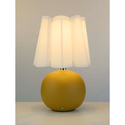 Lighting Collection Rechargeable Ochre Ceramic Table Lamp, Yellow