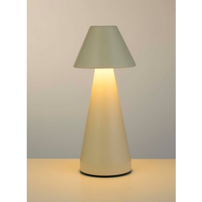 Lighting Collection Rechargeable Cream Cone Table Lamp, Cream