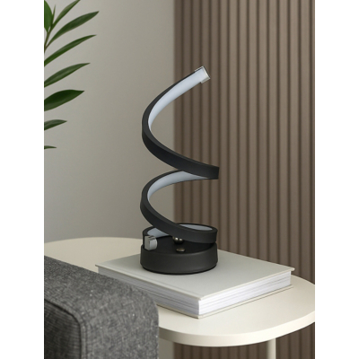 Lighting Collection Rechargeable Black Sculptural LED Table Lamp, Black