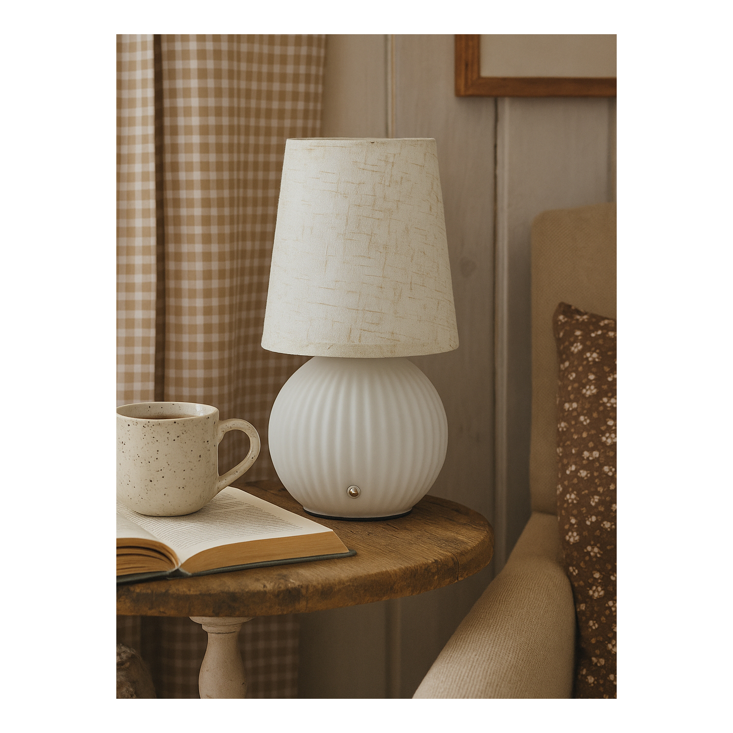 George White Searchlight Rechargeable Led Glass Table Lamp