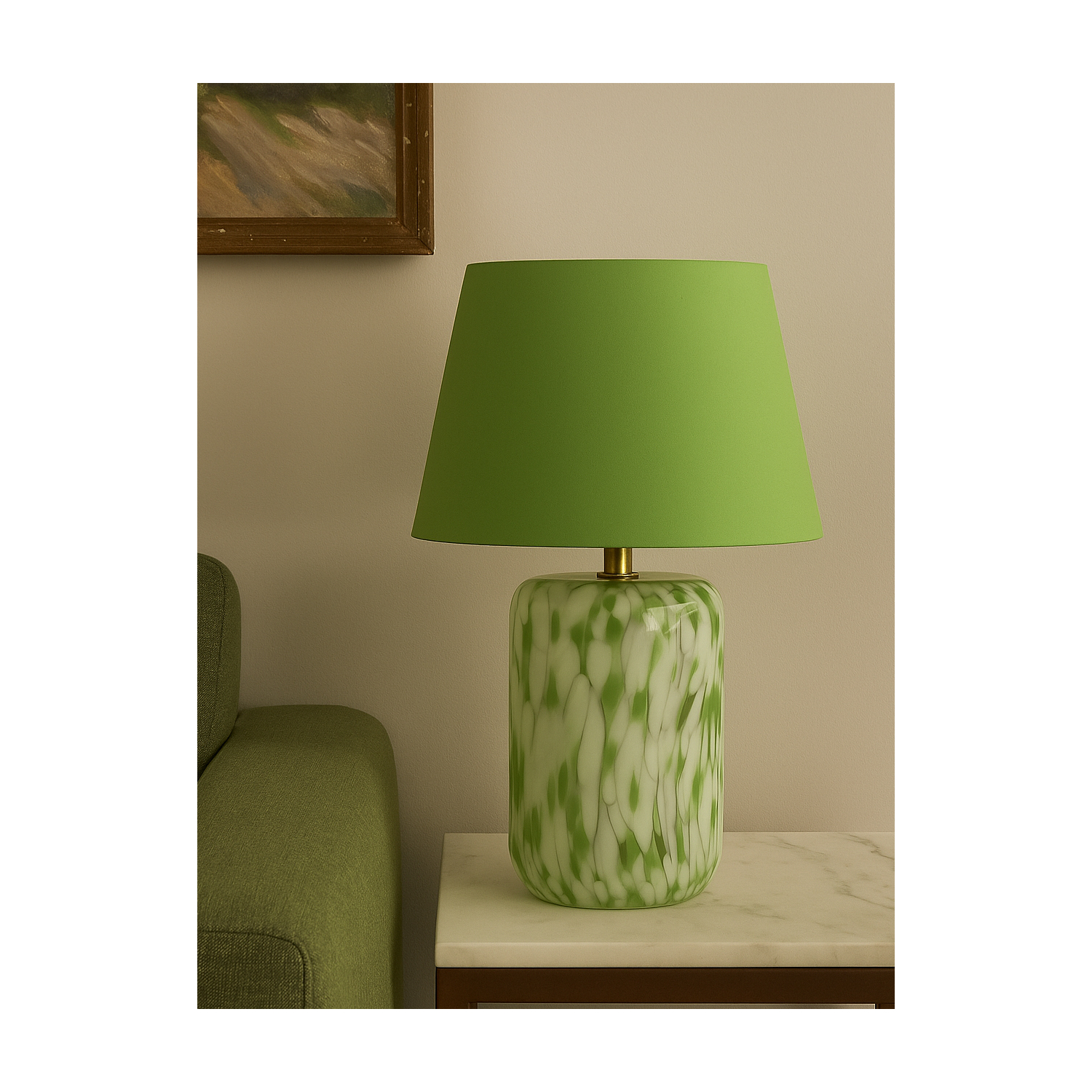 George Green & White Searchlight Confetti Glass Table Lamp