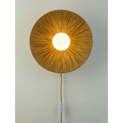 Lighting Collection Raffia Opal Wall Light Table Lamp in Brown