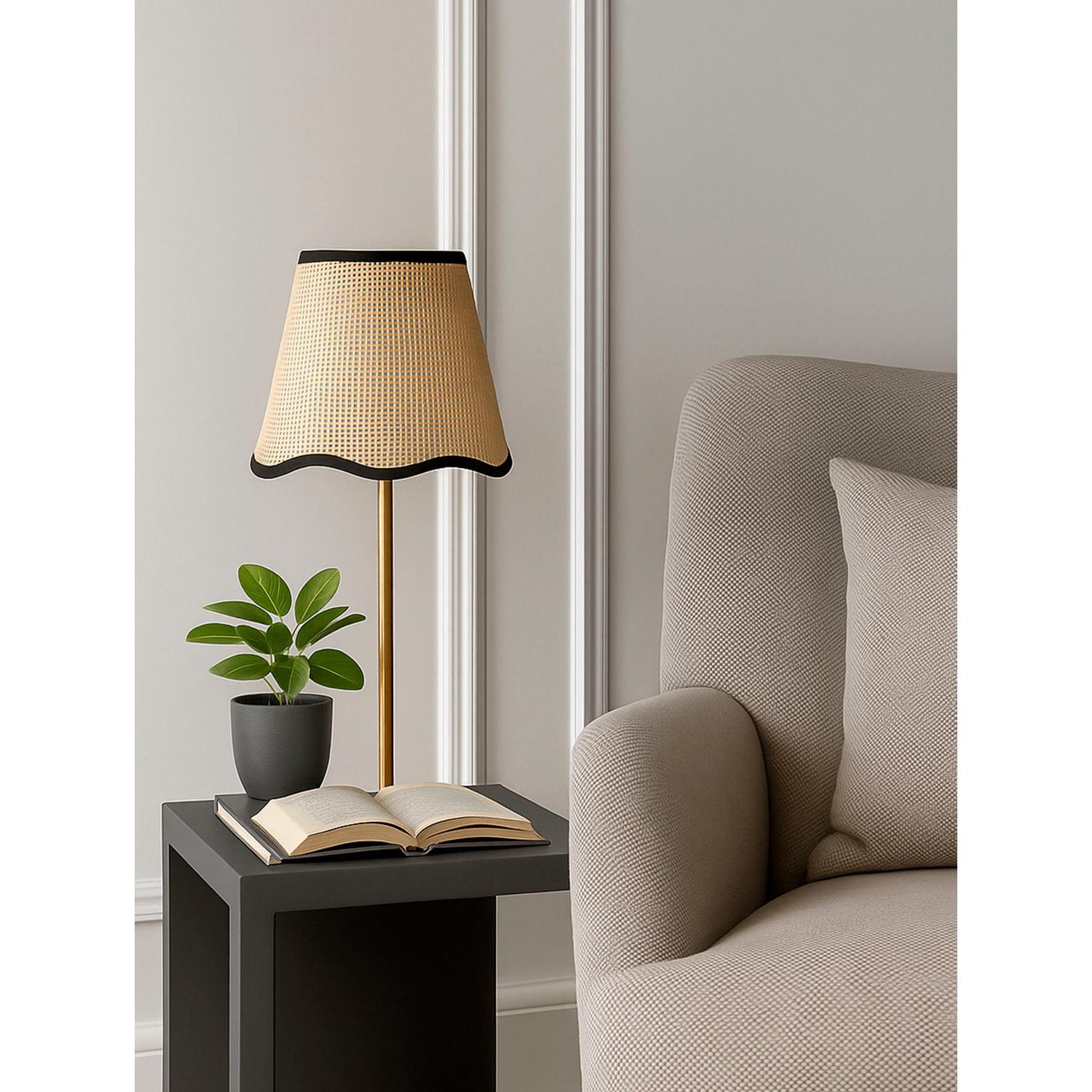 George Gold Searchlight Scallop Rechargeable Table Lamp