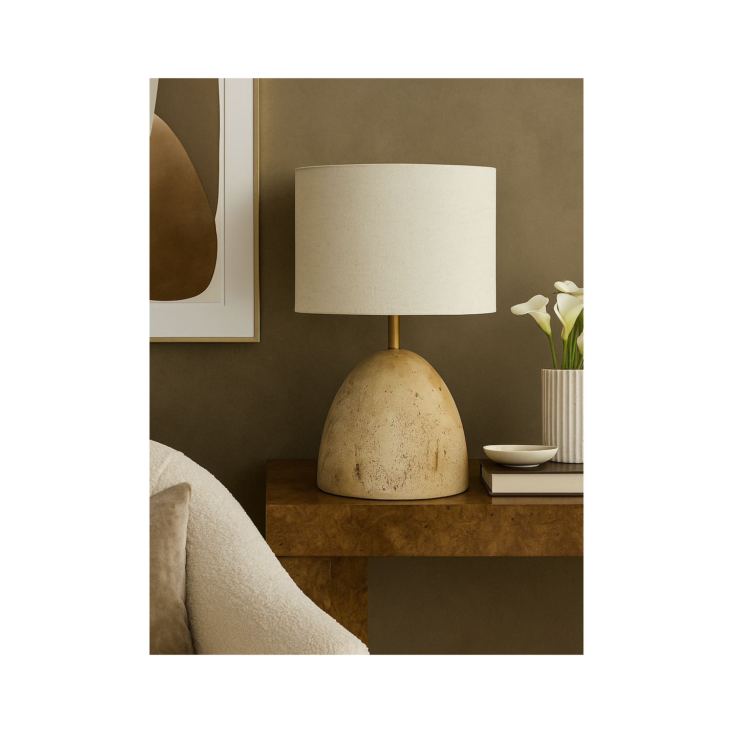 George Stone Searchlight Travertine Effect Table Lamp