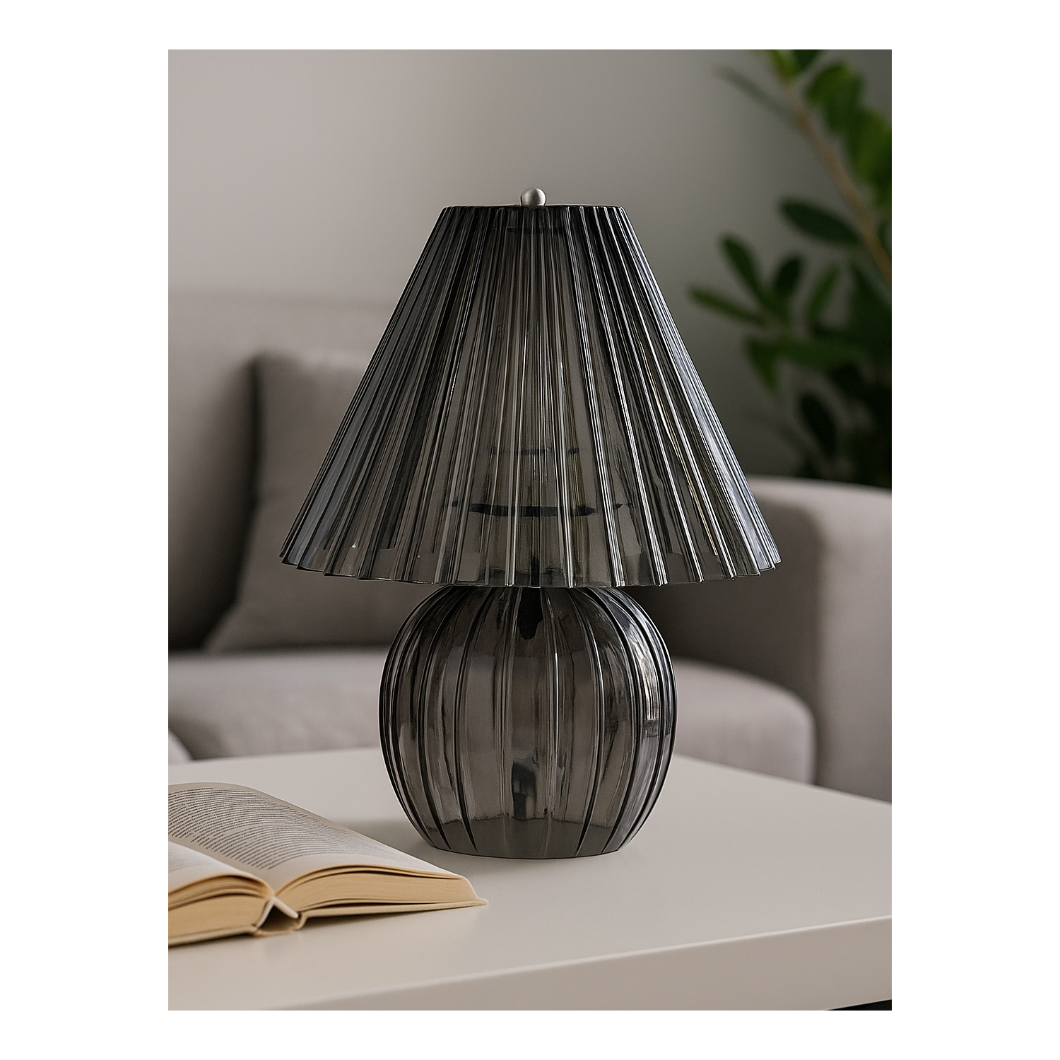 George Grey Searchlight Ribbed Glass Table Lamp