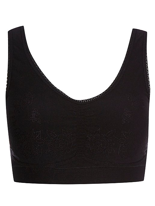 Black Embroidered Comfort Bra Women George