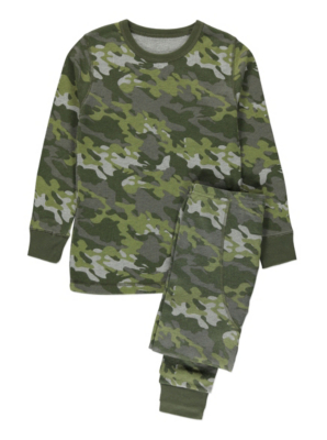 Camouflage Thermal Pyjamas Boys at ASDA