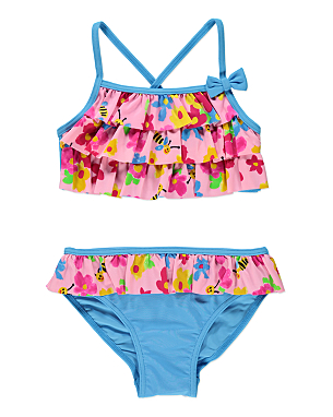 Floral and Bumble Bee Bikini Set | Girls | George at ASDA