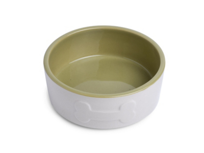 Petface Bone Ceramic Dog Bowl Cream/Green 15Cm Home at ASDA