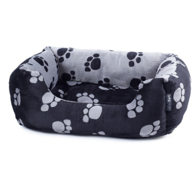 Petface Paws Plush Square Dog Bed Black/Grey Home at ASDA