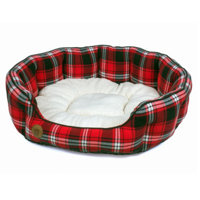 Petface Red Tartan Check Oval Dog Bed Home at ASDA