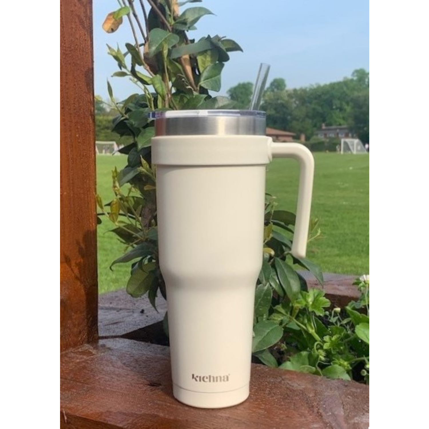George Pink Kichna 1200Ml Insulated Stainless Steel Tumbler With Straw - Cream - Image 2