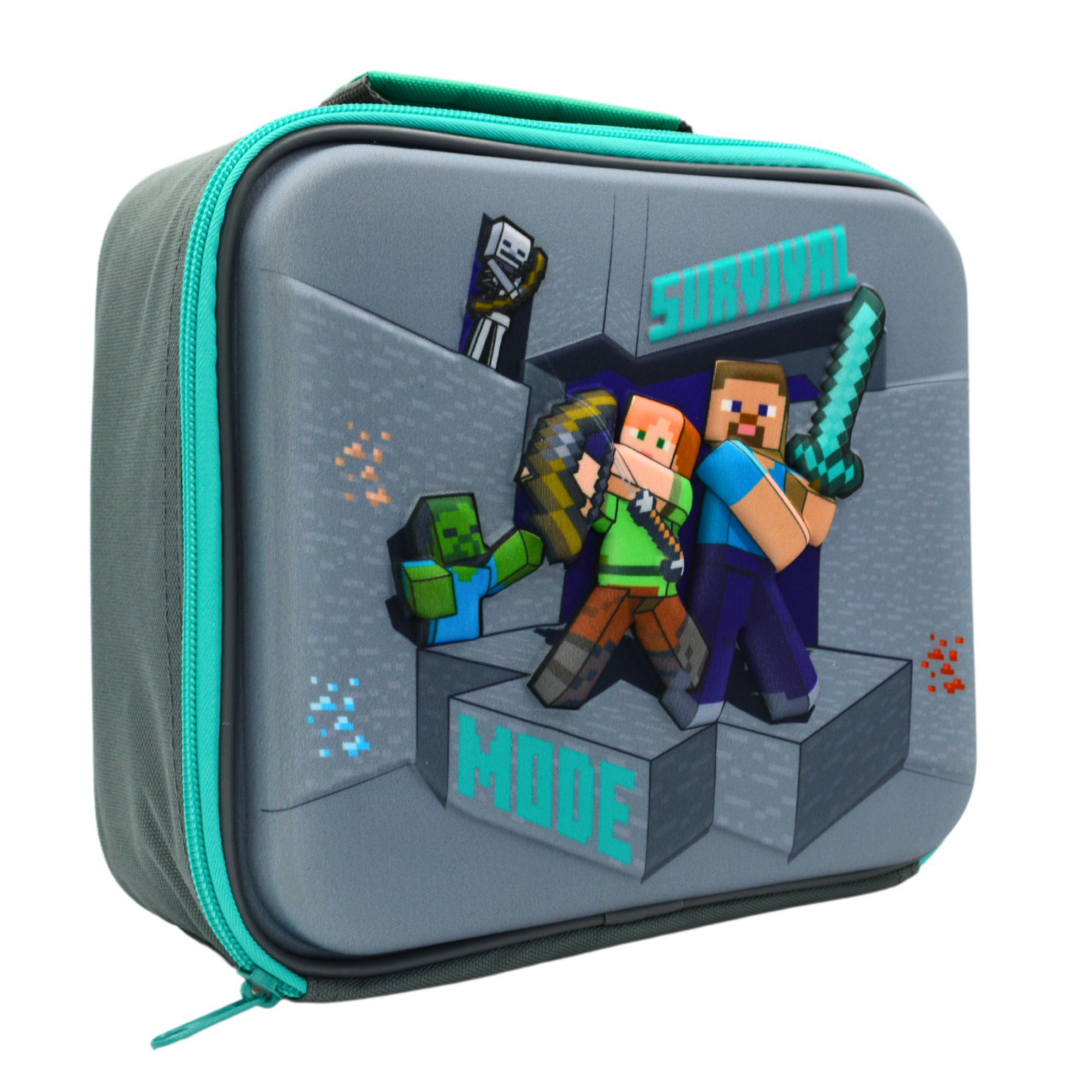 Minecraft Grey Survival Mode 3D Lunch Bag