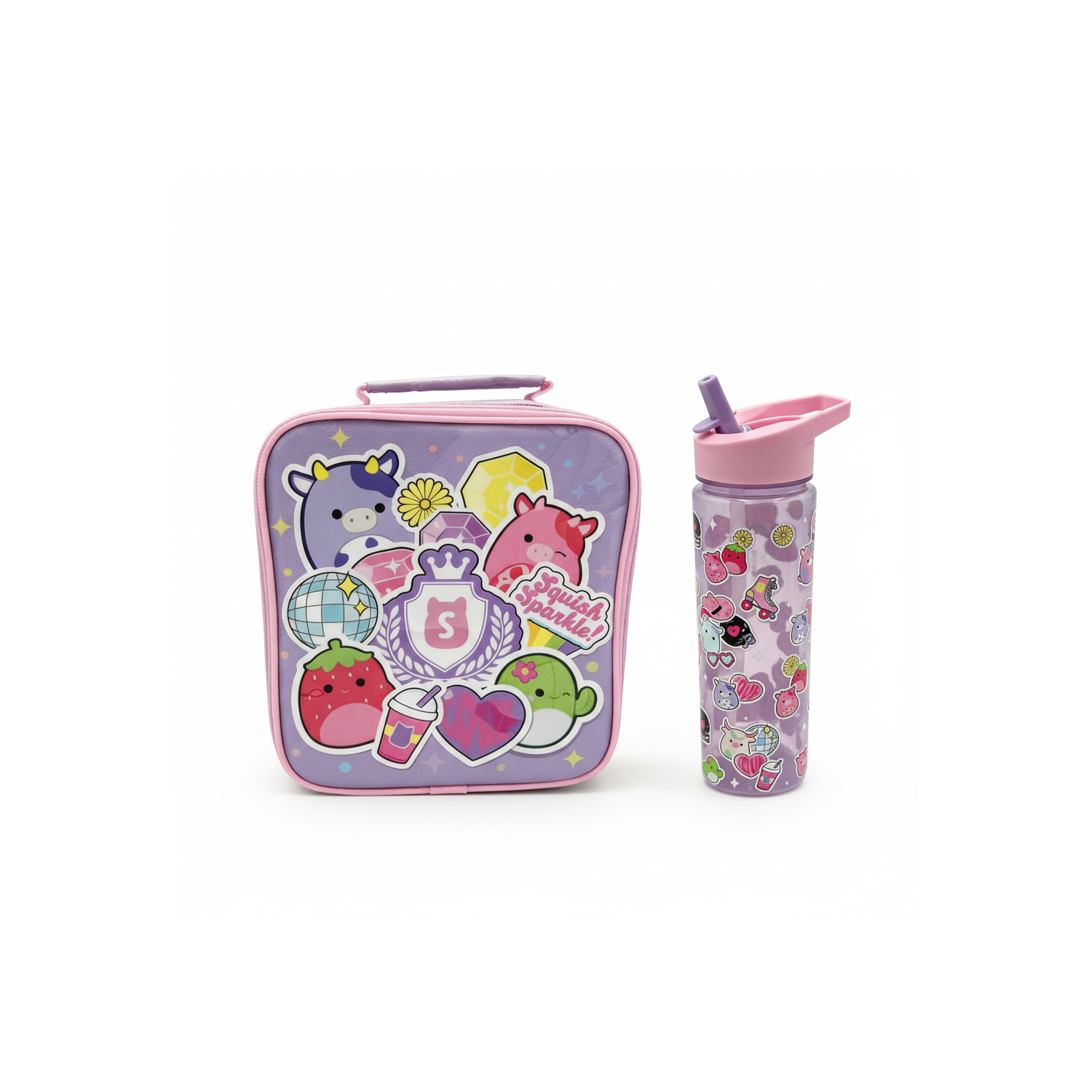 George Multi Squishmallows Lunch Bag With 600Ml Bottle Set
