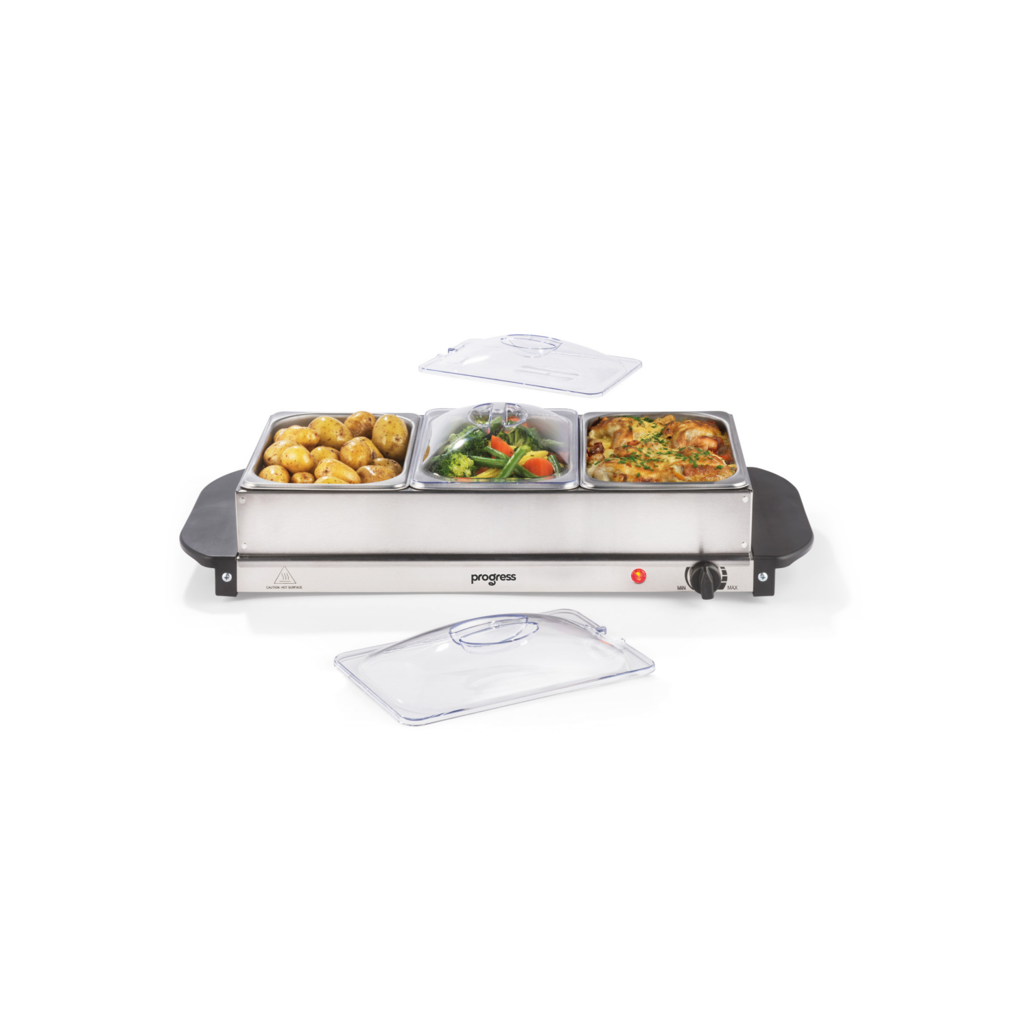 Progress Silver 3 Pan Hot Plate Electric Buffet Server