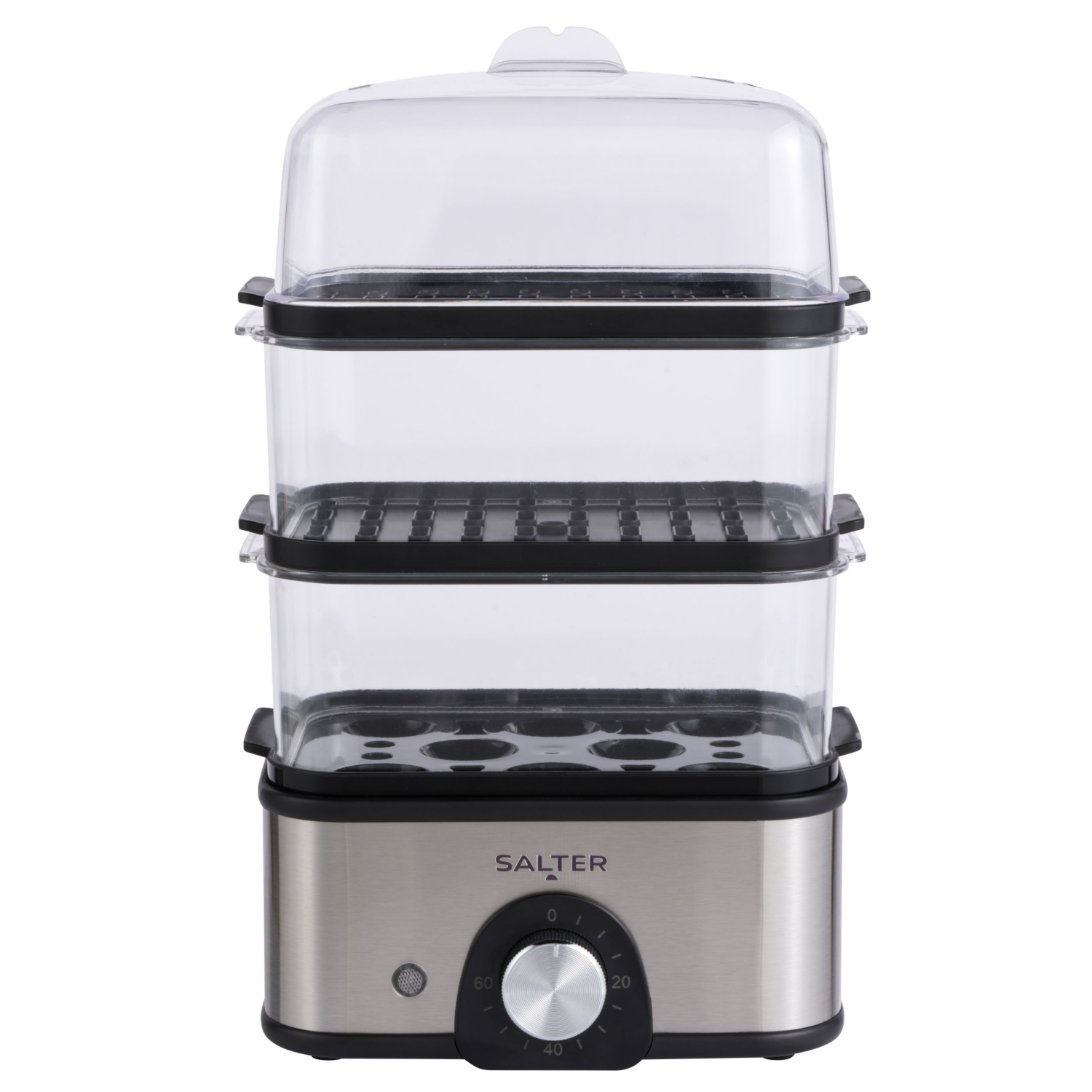 Salter Steel Grey Ek5885 Compact 3 Tier Steamer