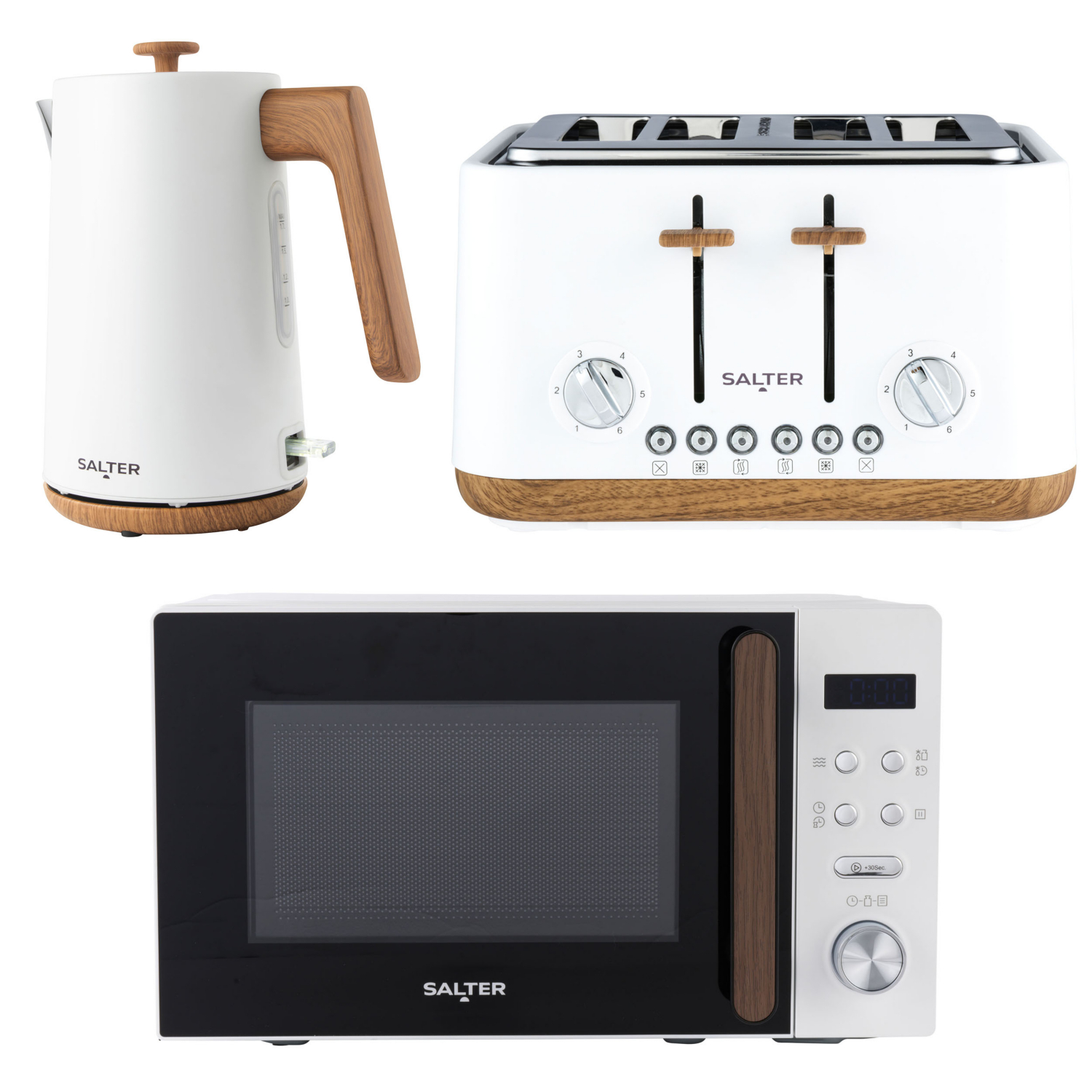 Salter White Toronto Kettle, Toaster & Microwave Set