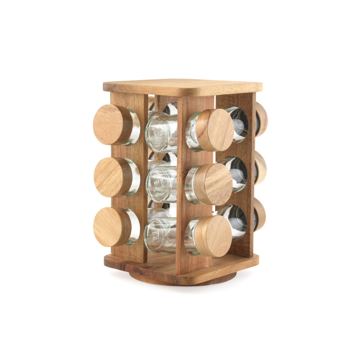 Salter Toronto Rotating Spice Rack – 12 Glass Jars, Acacia Wood, Compact Design - Image 2