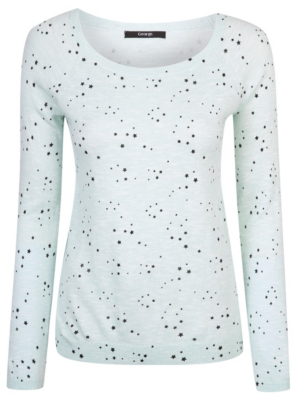 blue and white pullover