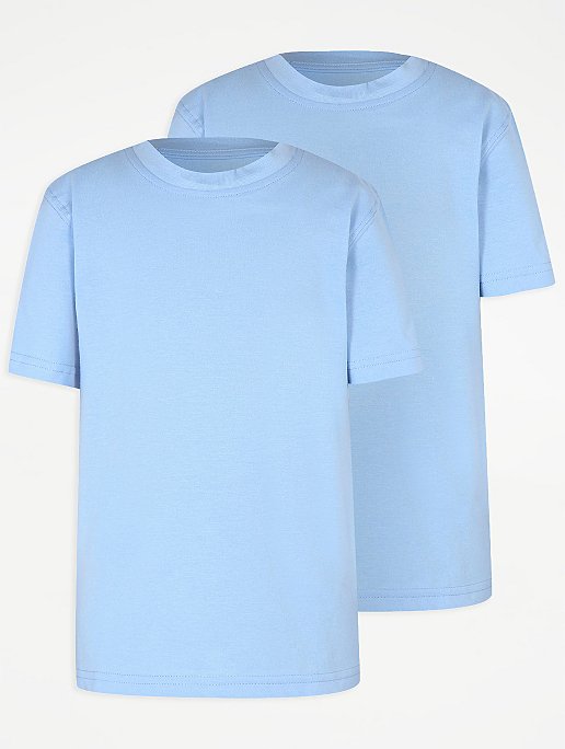 Asda Asda George Boys Blue  Cotton Basic T-Shirt Size 9-10 Years Crew Neck 