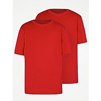 School 2 Pack Crew Neck T-shirts - Red | School | George at ASDA