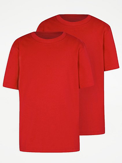 School 2 Pack Crew Neck T-shirts - Red | School | George at ASDA