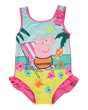 Peppa Pig Beach Print Swimsuit | Girls | George at ASDA