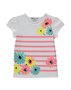Stripe & Flower T-Shirt | Girls | George at ASDA