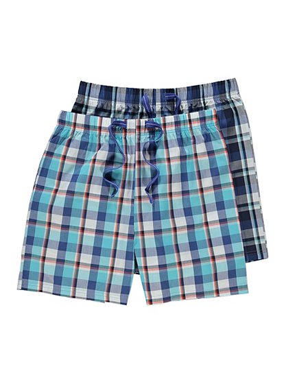 2 Pack Check Print Pyjama Shorts | Men | George at ASDA