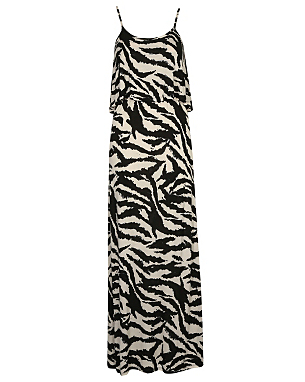 Zebra Print Double Layer Maxi Dress