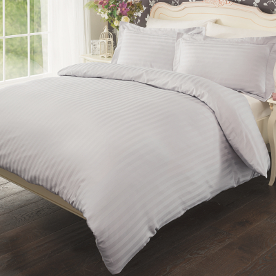 Luxury Silver Sateen Stripe Duvet Cover Home & Garden
