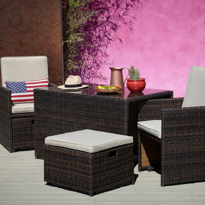 Borneo 5 Piece Cube Bistro Set Home & Garden at ASDA