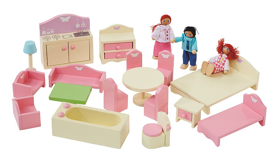 george home wooden dolls house and furniture bundle | wooden toys