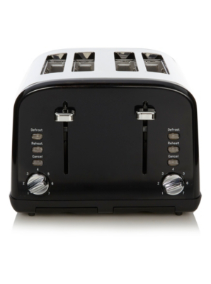 Home 4 Slice Toaster with Silver Controls Black Home