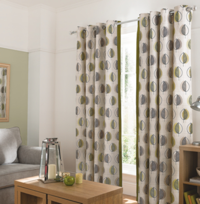 Green Leaf Design Curtains With Contrast Edge Home George