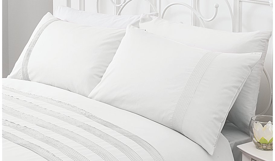 George Home 100% Cotton White Pintuck Duvet Set | Bedding | George at ASDA