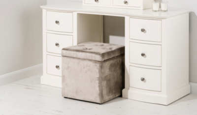 Home Velvet Ottoman Stool Champagne Home & Garden